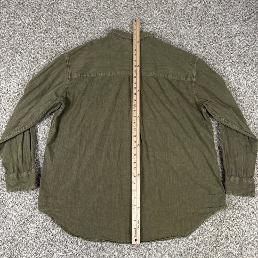 Levis SilverTab Shirt Mens Large Olive Green Relaxed Fit Cotton Button Up Denim - Picture 10 of 12